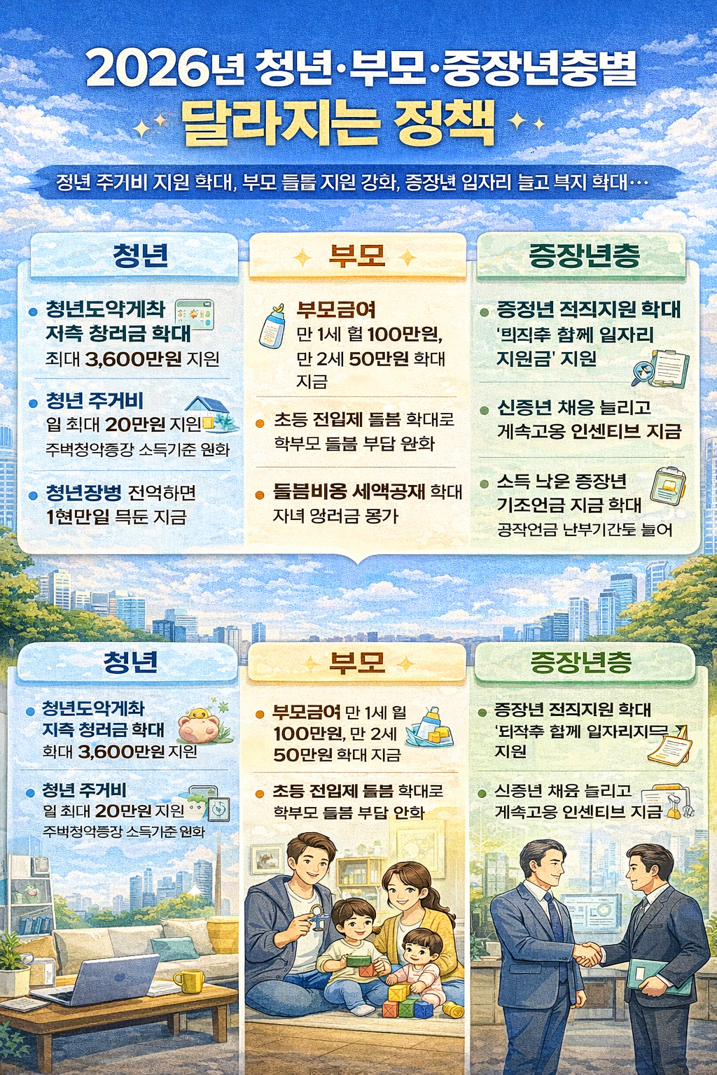 2026년 청년&middot;부모&middot;중장년층별 달라지는 정책 정리