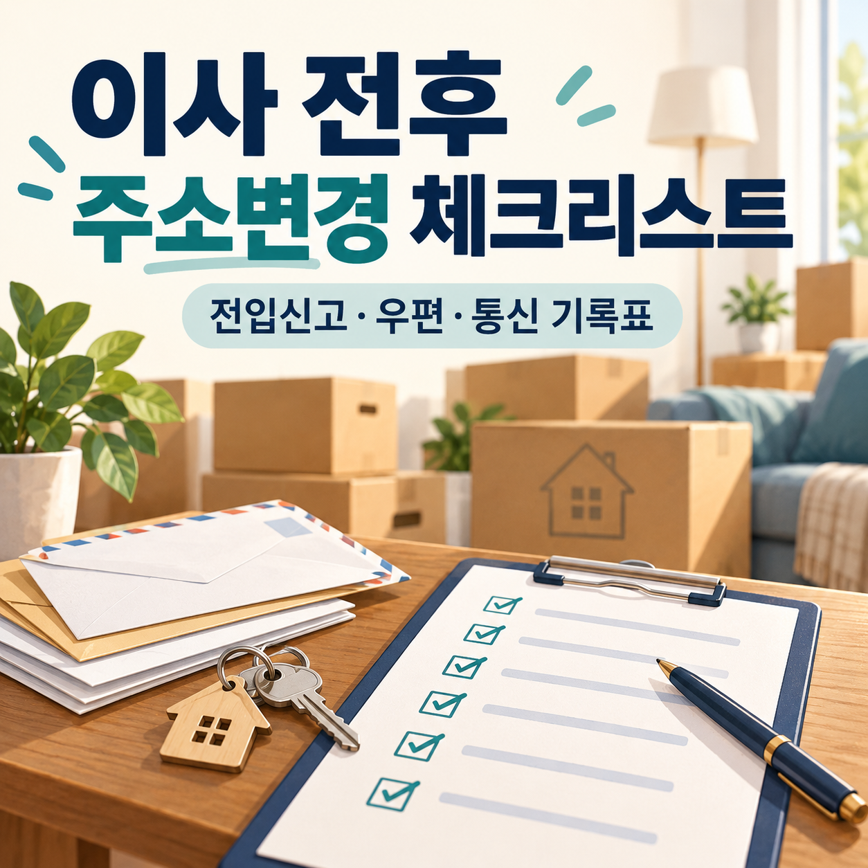 이사 전후 주소변경 체크리스트 - 전입신고·우편·통신 변경 기록표 다운로드