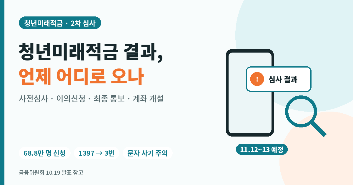 청년미래적금 2차 심사 결과 안내 이미지