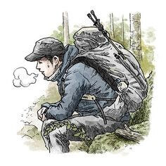 산을-오르는중-중간에-쉬는-사람