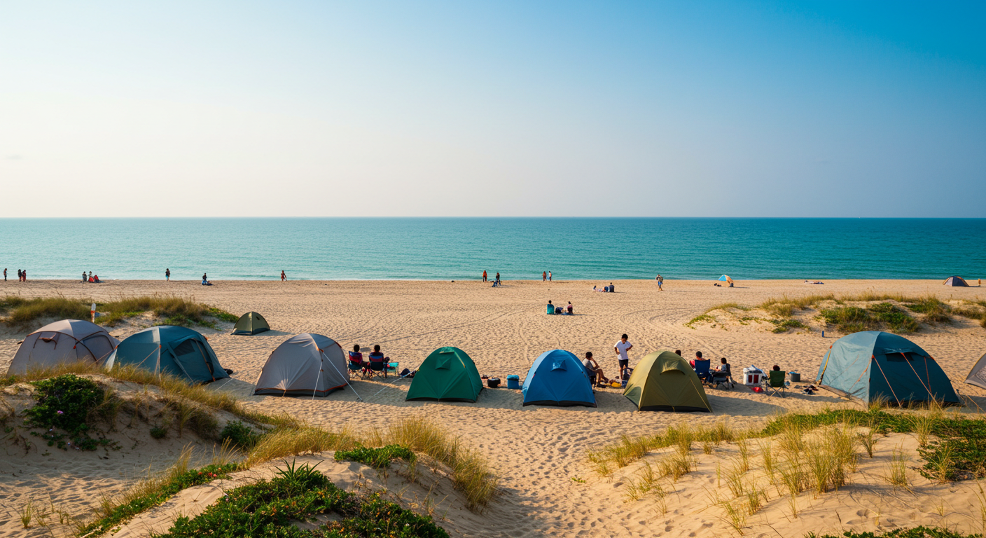 여름 바다 캠핑