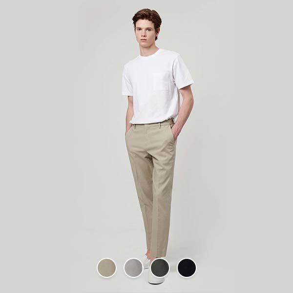 지오다노 린넨 테이퍼드핏 히든밴딩 앵클 슬랙스 111517