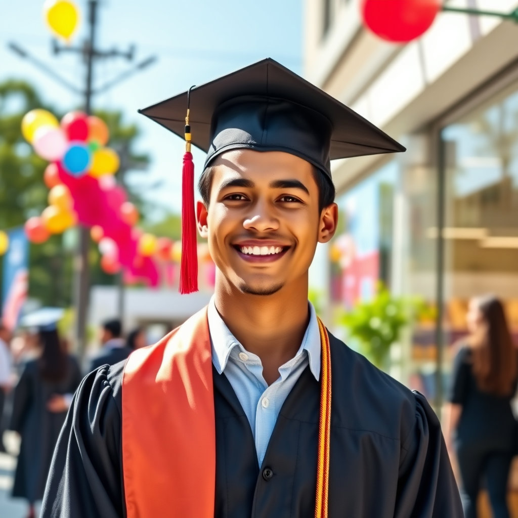 졸업 가운을 입고 환하게 웃는 청년, 혹은 자신의 사업장에서 만족스러운 표정을 짓는 청년의 모습을 담습니다. 이는 청년수당이 실제 성공으로 이어질 수 있는 '디딤돌' 역할을 했음을 시사합니다.