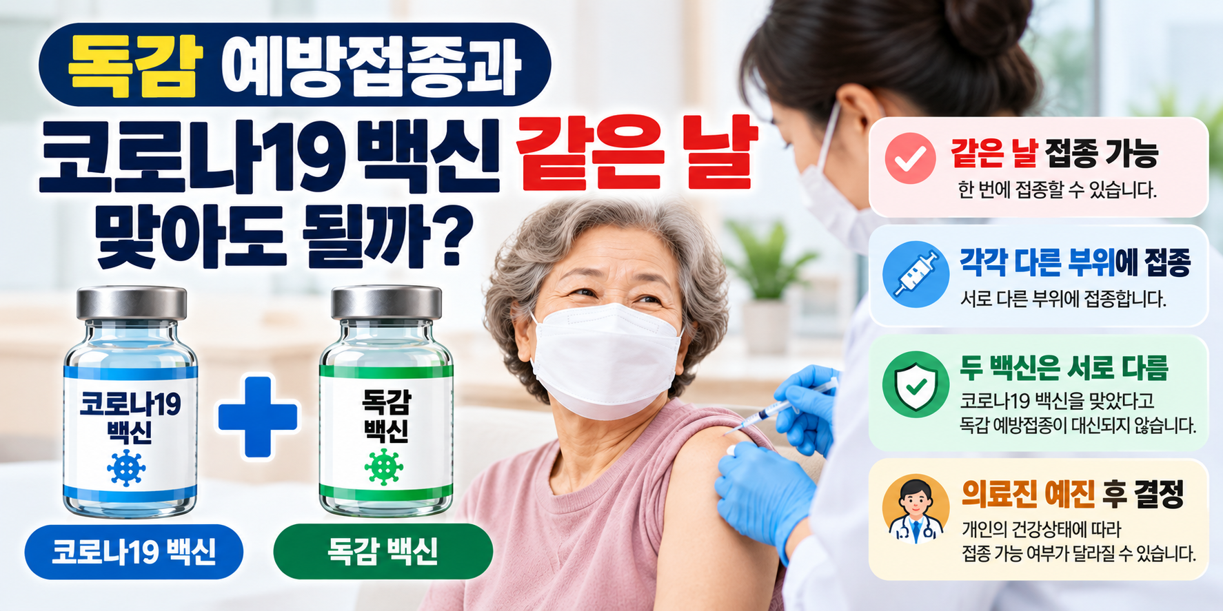 독감 예방접종과 코로나19 백신 동시접종 가능 여부