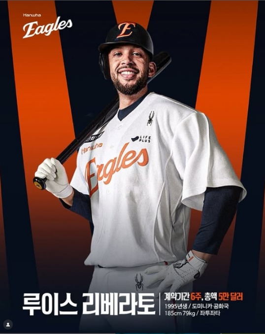 한화 이글스에 입단한 레바라토의 모습. /사진=로이터·한화 이글스 인스타그램 캡처