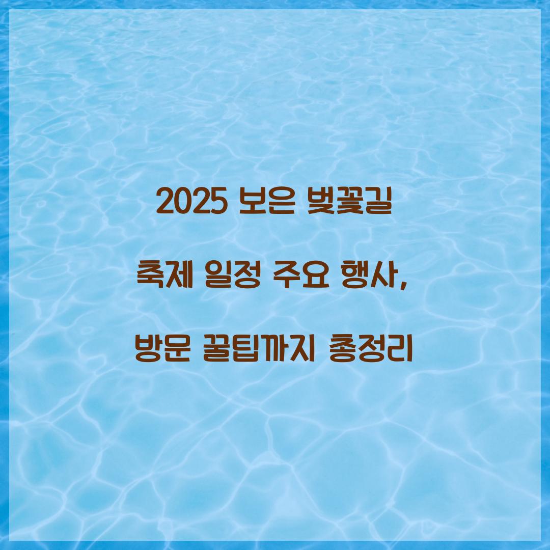 보은 벚꽃길 축제 일정