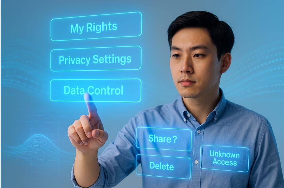 사용자가 데이터 보호 버튼을 직접 선택&middot;관리하는 장면