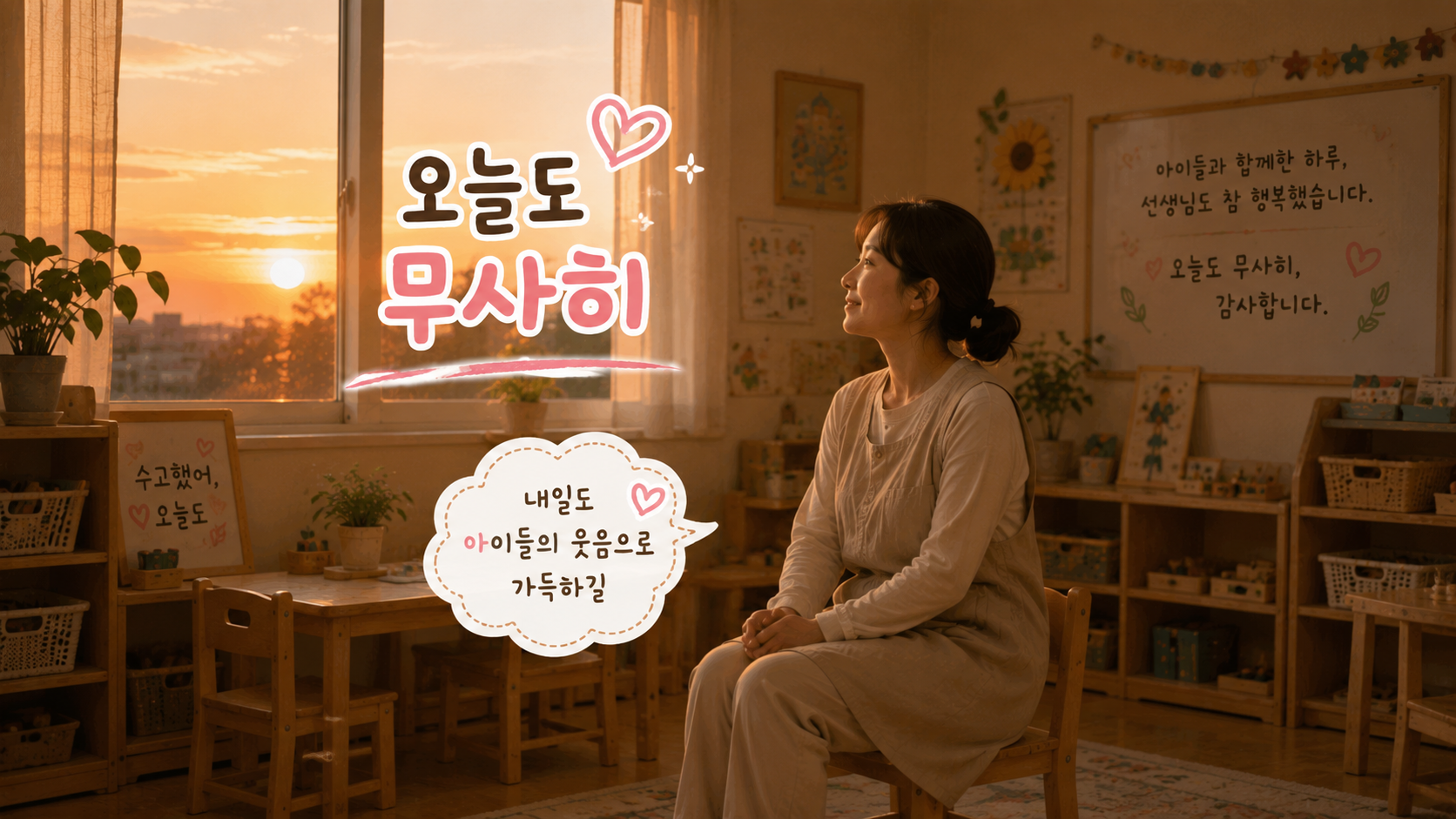 따뜻한 햇살 속 선생님의 하루