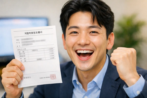 세무 처리 완료 상징 장면