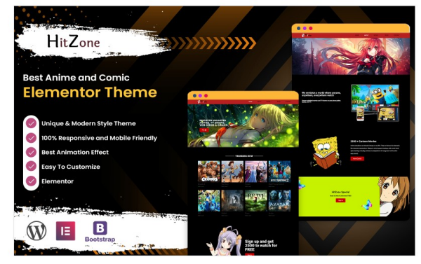 HitZon - 애니메이션 만화 엘리멘트 워드프레스 테마