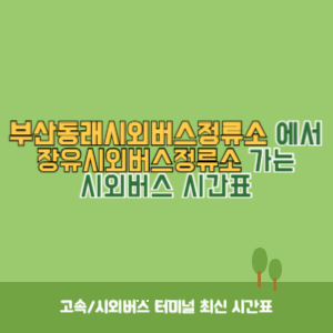 부산동래시외버스정류소에서 장유시외버스정류소 가는 시외버스 시간표 최신정보