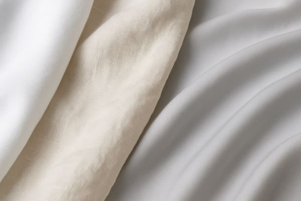 면, 린넨, 모달 등 다양한 침구류 소재의 부드러운 질감을 나타냄