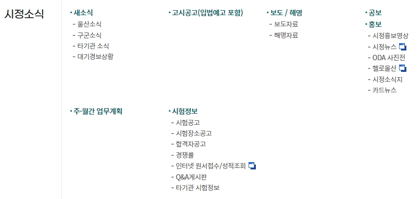 다양한 행정 데이터와 자료가 투명하게 공개된 게시판