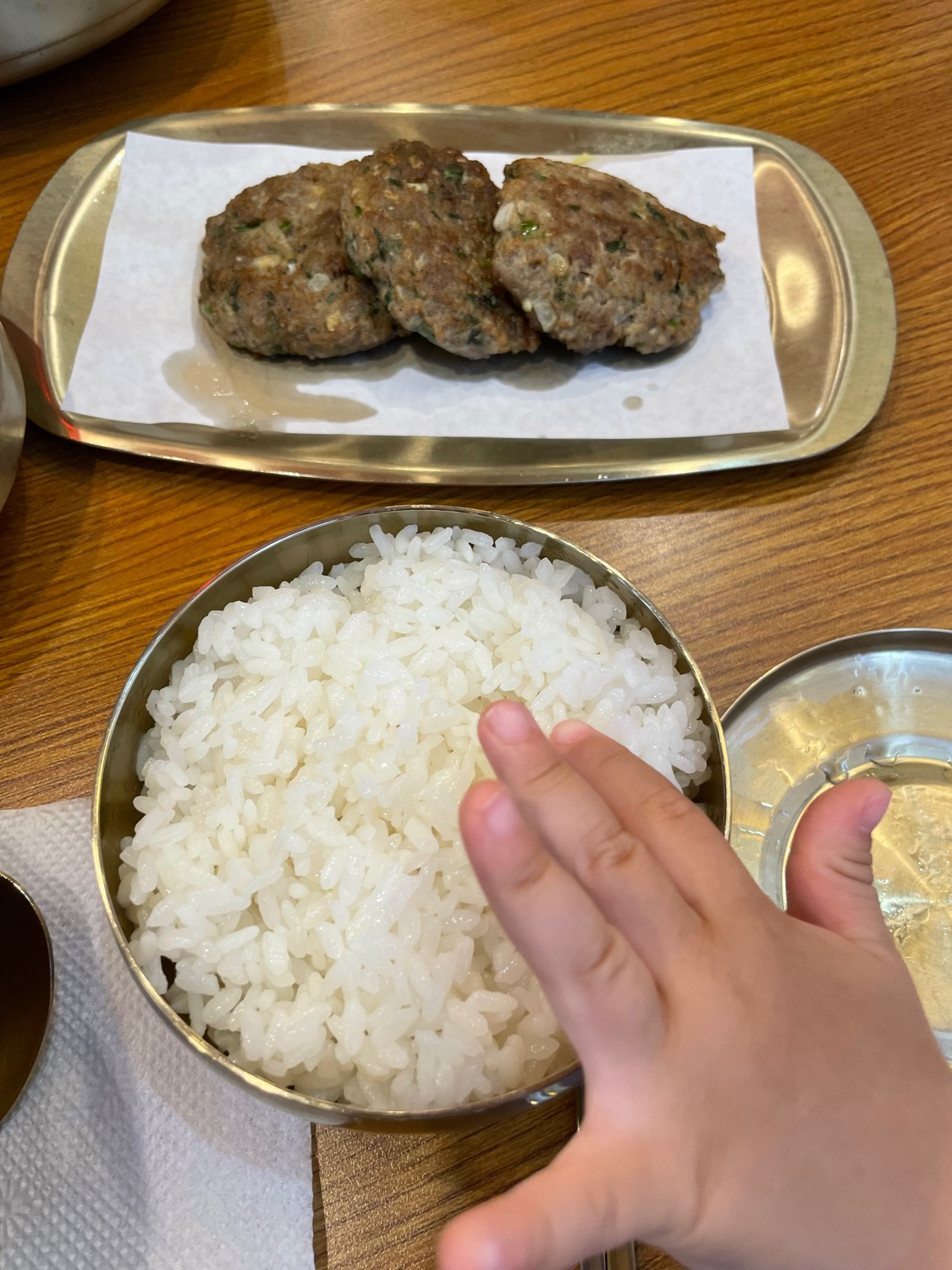 Korean-style meat patties with rice