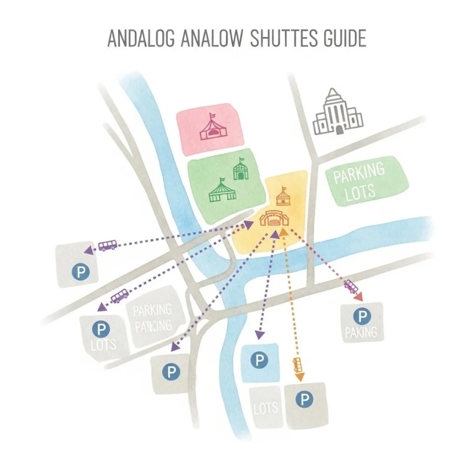 주차장과 대중교통 노선을 보여주는 지도