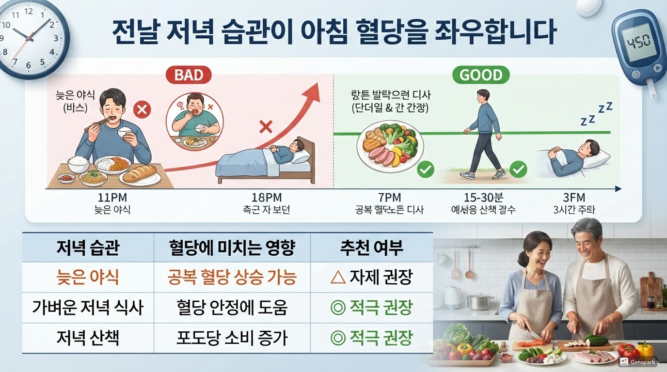 아침 혈당을 위한 저녁 습관