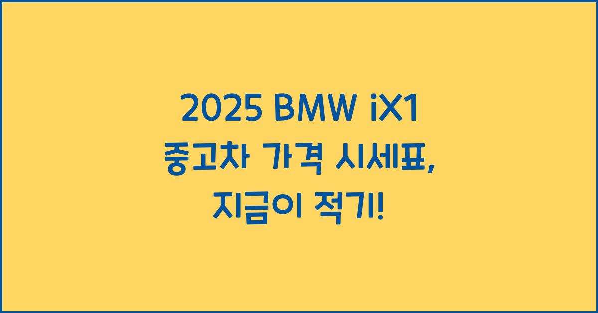 2025 BMW iX1 중고차 가격 시세표