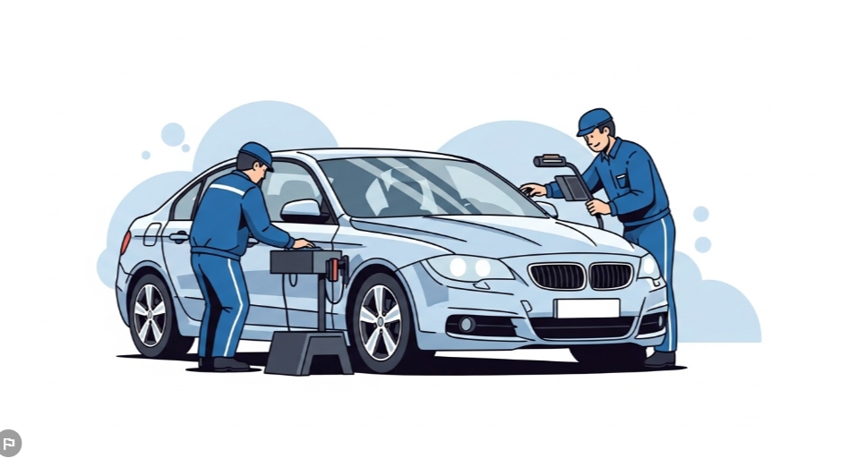 자동차 검사 받는 일러스트