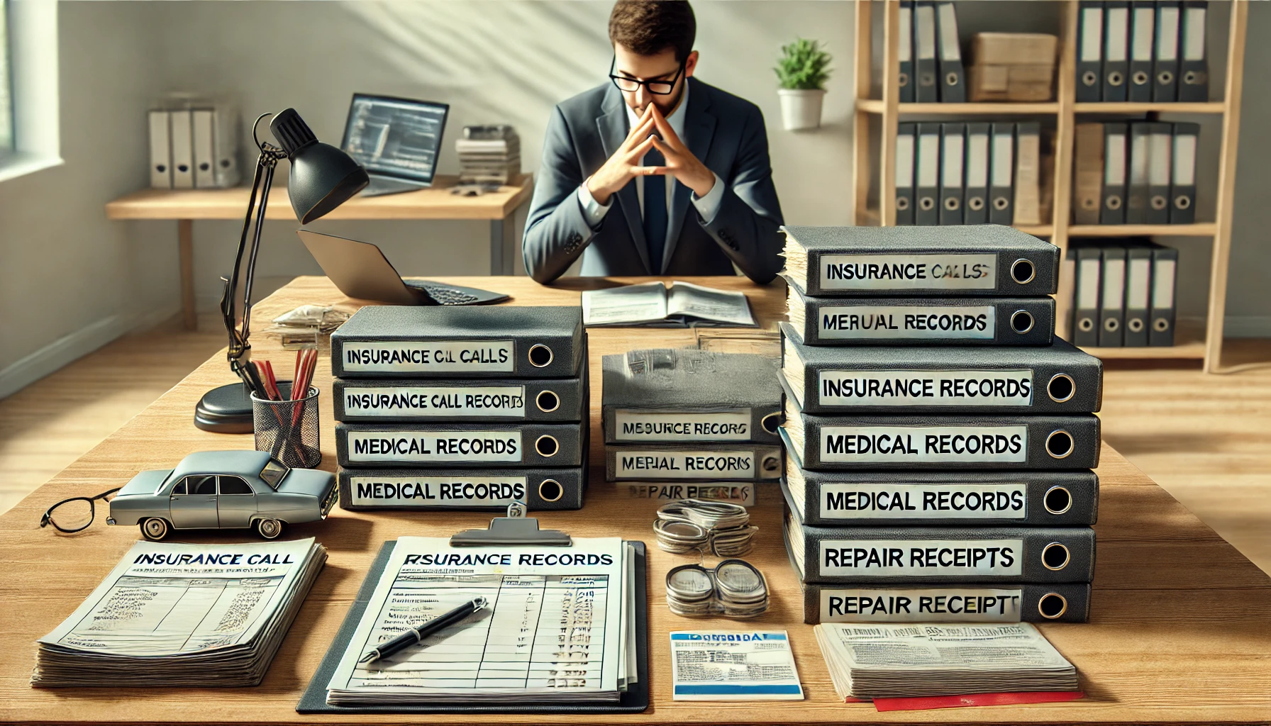 보험사와의 통화 내용, 의료기록, 수리비 영수증 등 모든 관련 서류를 체계적으로 정리해두면 합의 장면. 변호사나 손해사정사와 상담을 통해 적절한 보상 금액을 산정하는 장면