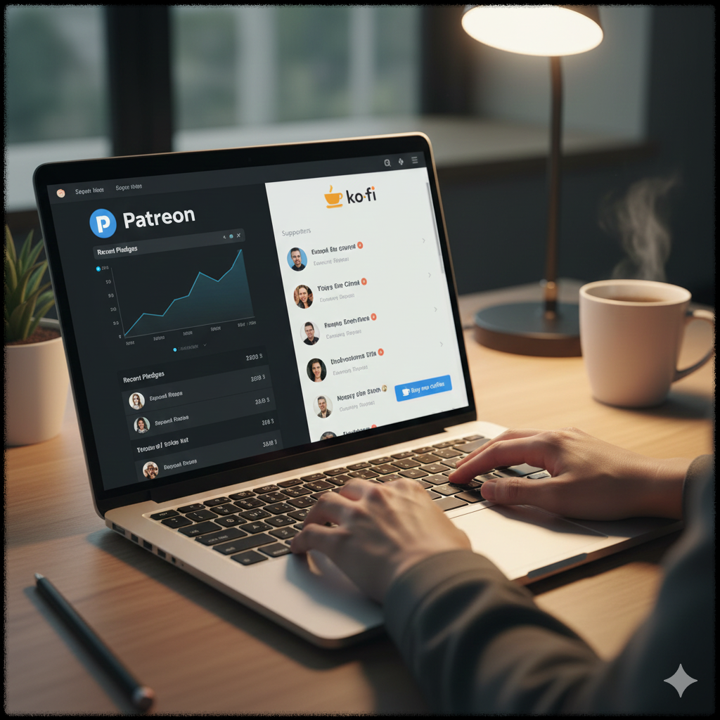 팬 후원 기반 크리에이터 수익 구조를 표현한 이미지