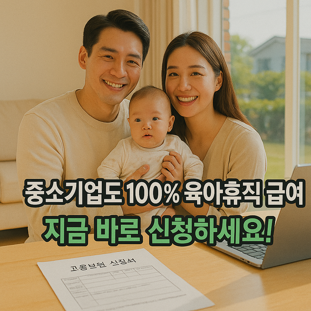 중소기업 육아휴직 급여에 기뻐하는 부부