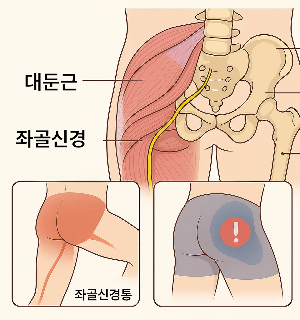 대둔근, 좌골신경, 좌골신경통 구조