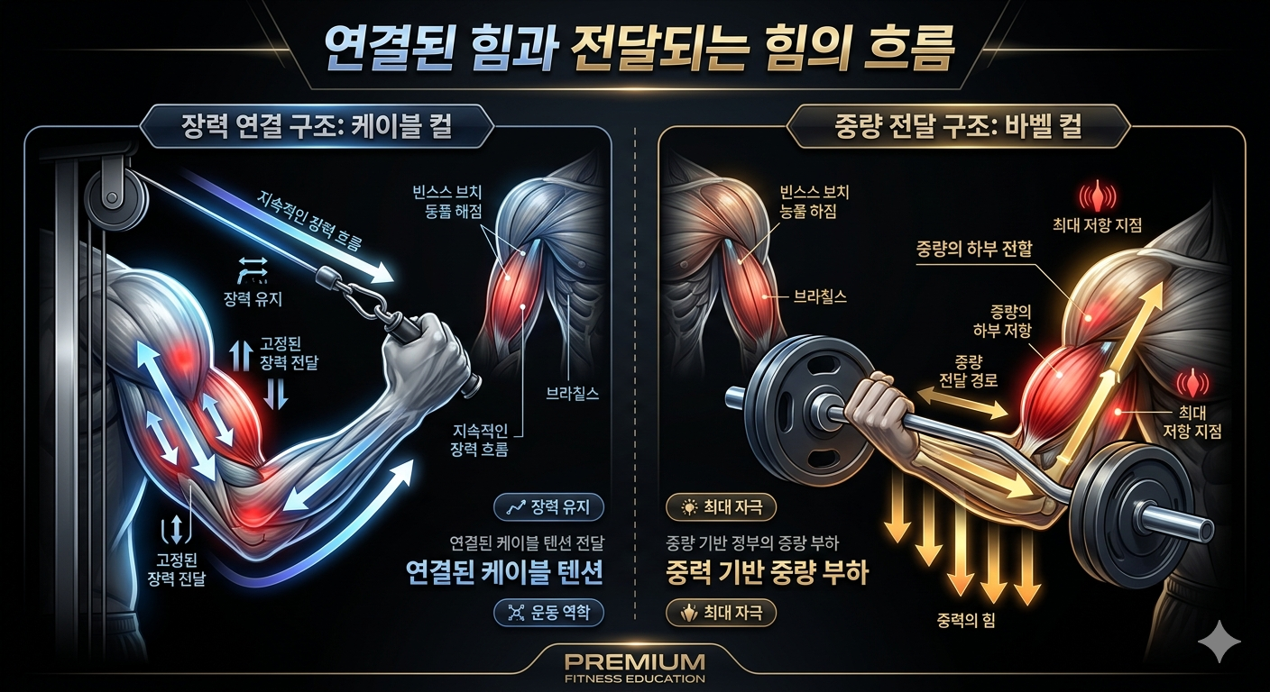 연결된 힘과 전달되는 힘의 흐름