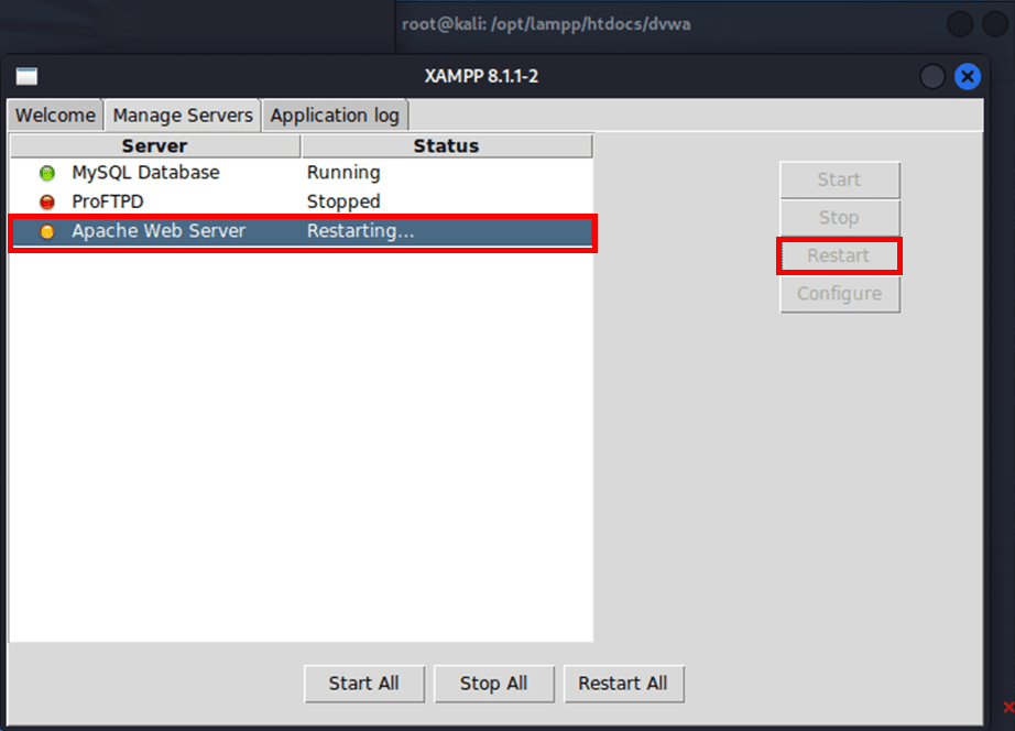 Apache Web Server Restart