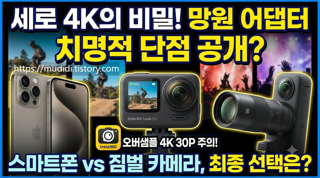 인스타360 루나 울트라 4K 세로 촬영 화질과 망원 어댑터 실사용 비교