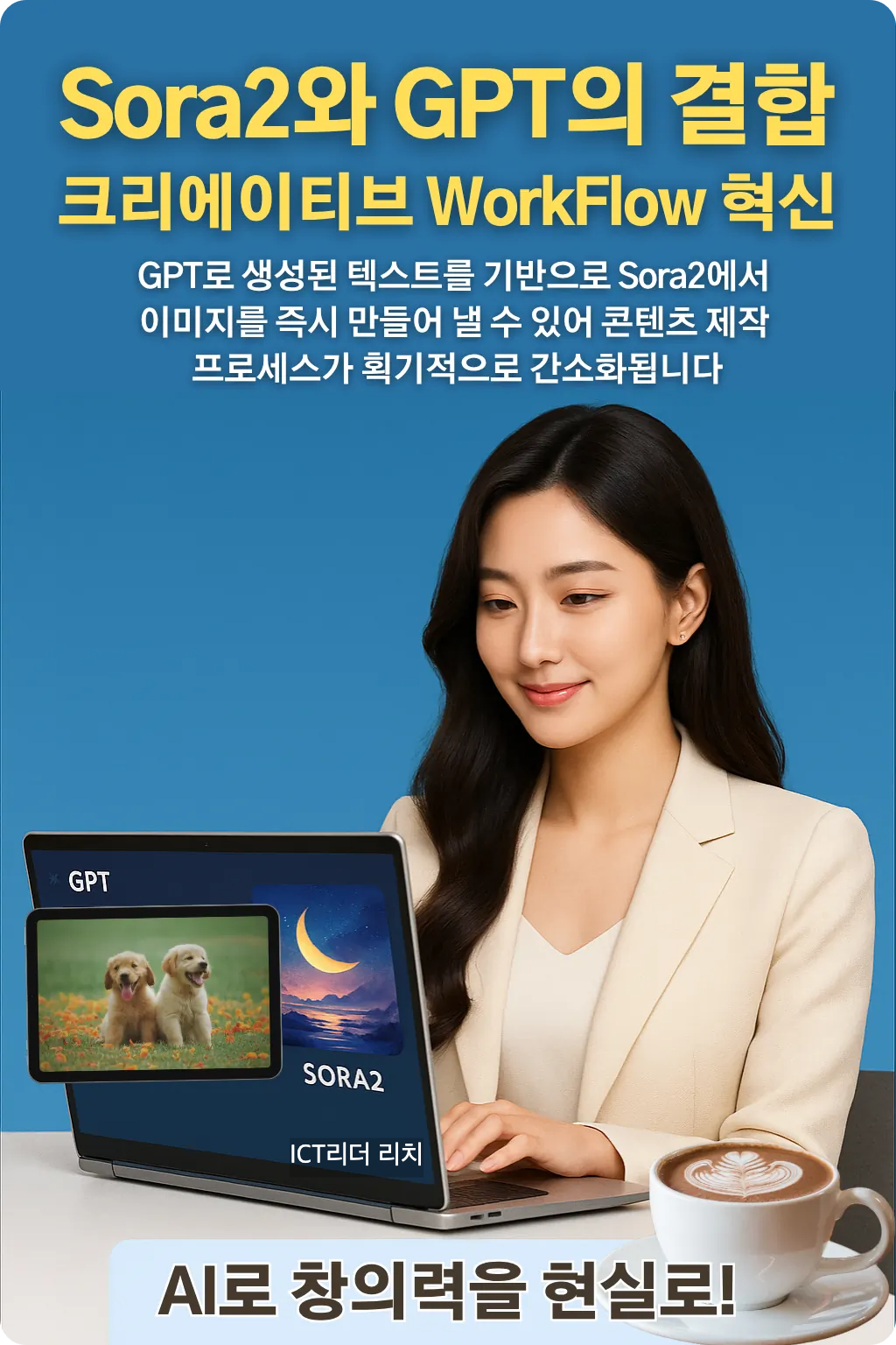 20대 여성의 AI 이미지 생성 과정 - GPT와 Sora2를 활용한 창의적 워크플로우 인포그래픽