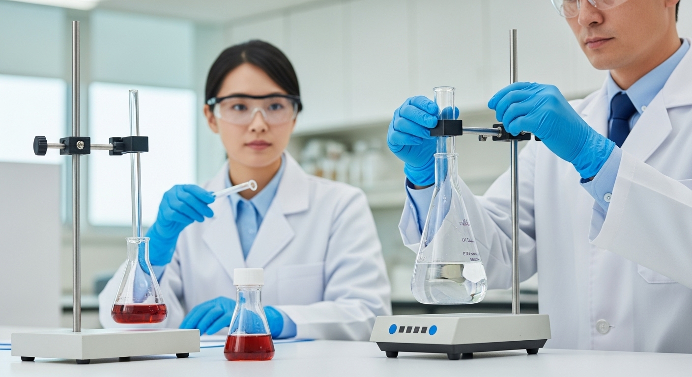 기능성 원료를 평가하는 연구소 실험 장면