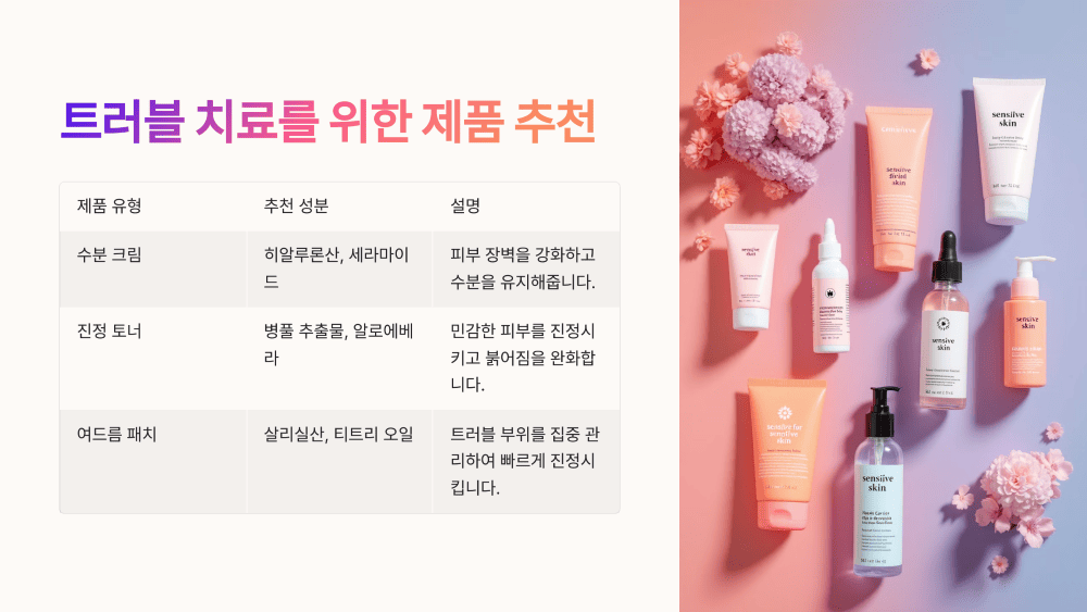 트러블 치료를 위한 제품 추천