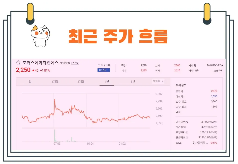 포커스에이치엔에스주가
