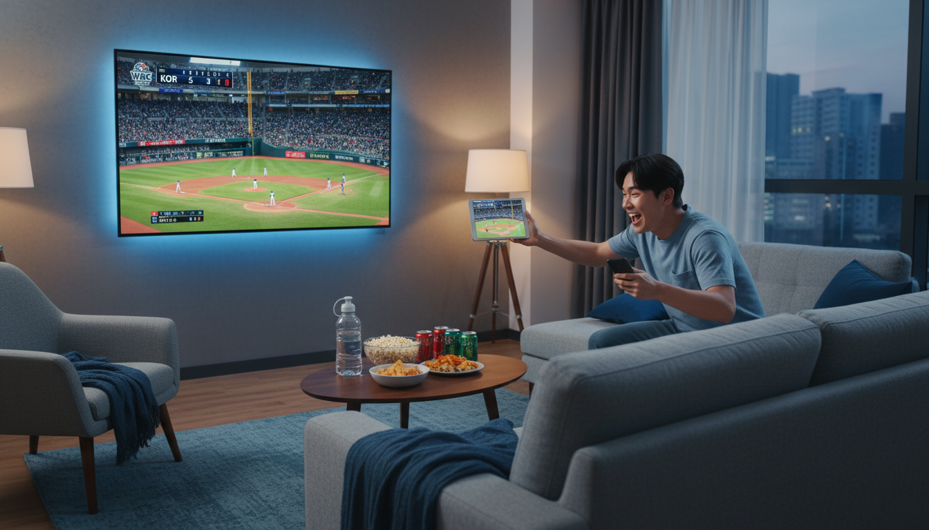 2026 WBC를 티비로 감상하는 모습
