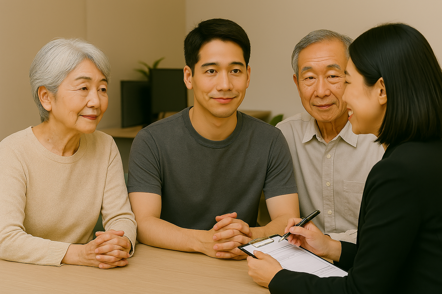 생애최초 디딤돌대출 상담을 받는 힐스테이트 용인마크밸리 청약 대상자와 노부모