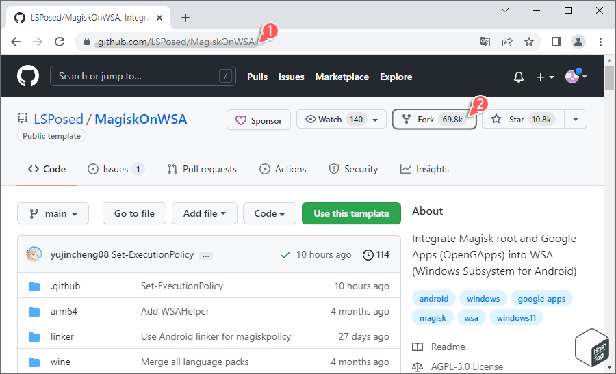 LSPosed/MagiskOnWSA > Fork