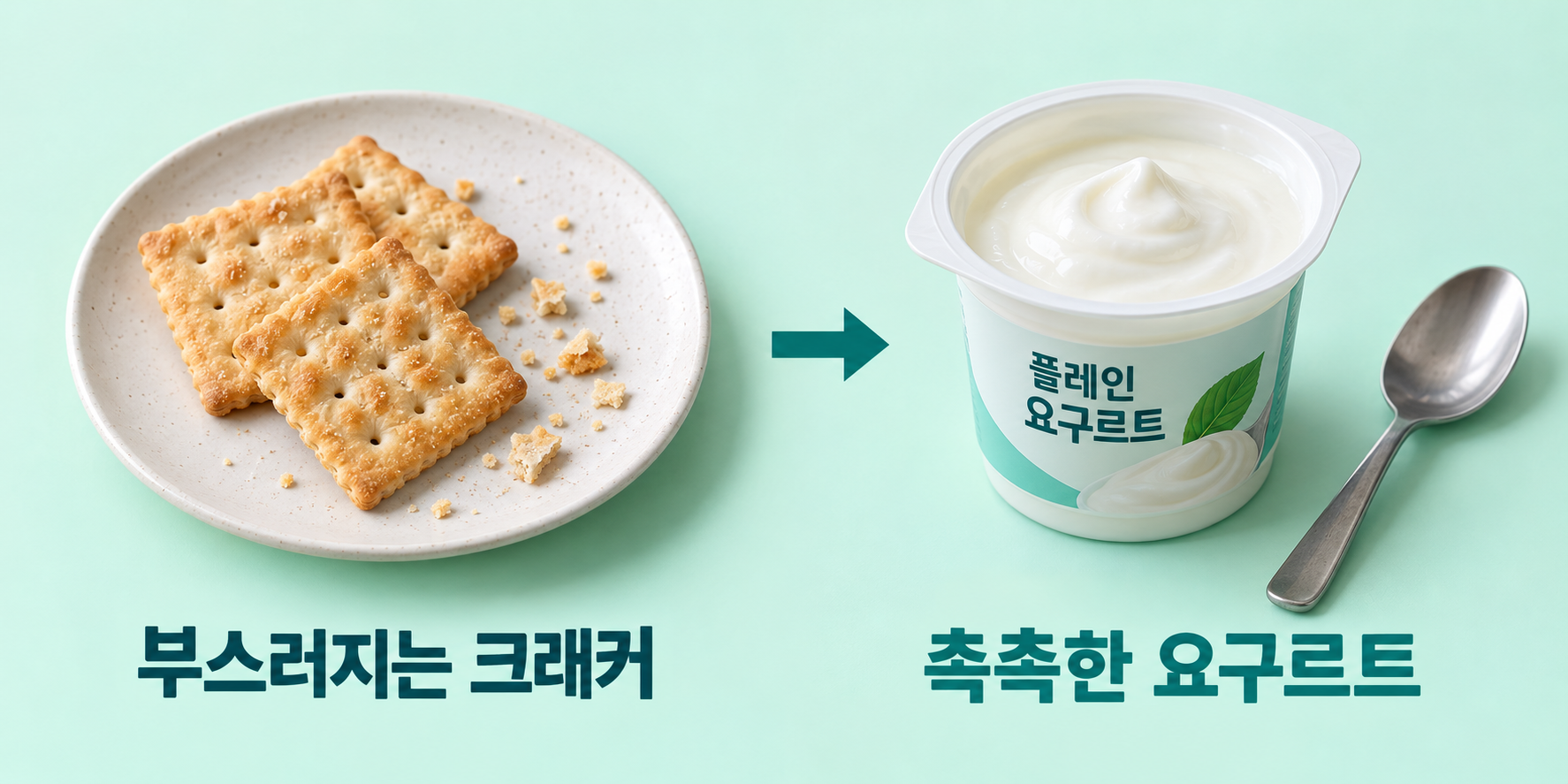 크래커: 부담 &mdash; 마른 부스러기; 크래커: 교체 &mdash; 요구르트&middot;부드러운 커스터드