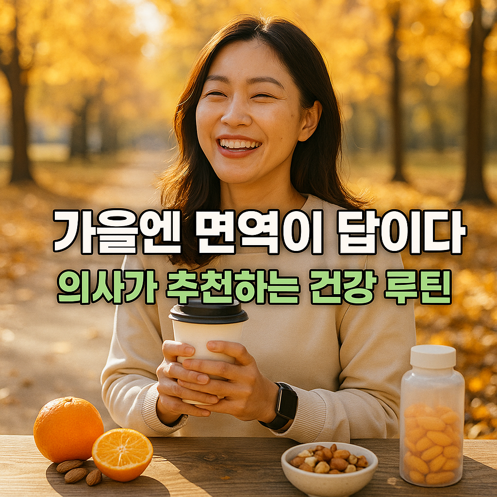 공원에서 가을 햇살을 따뜻하게 받으며 미소 짓는 여성