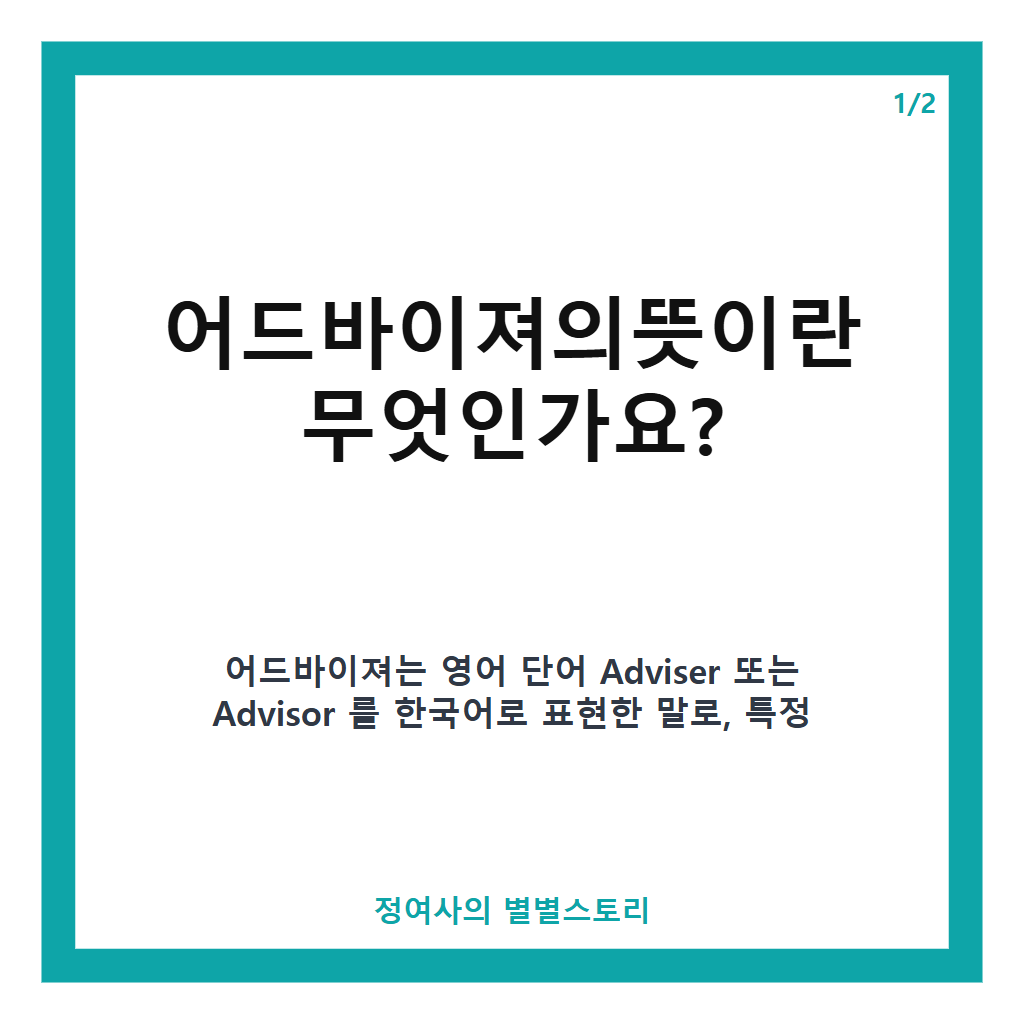 어드바이져의뜻과 Advisor 차이점 쉽게 이해하기 카드뉴스 1