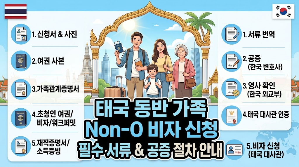 주한 태국대사관 비자과 창구와 번역공증된 가족관계증명서 서류 봉투