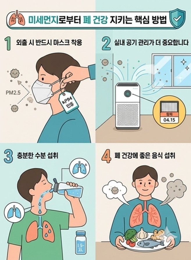 미세먼지로부터 폐 건강 지키는 방법 총정리 이미지