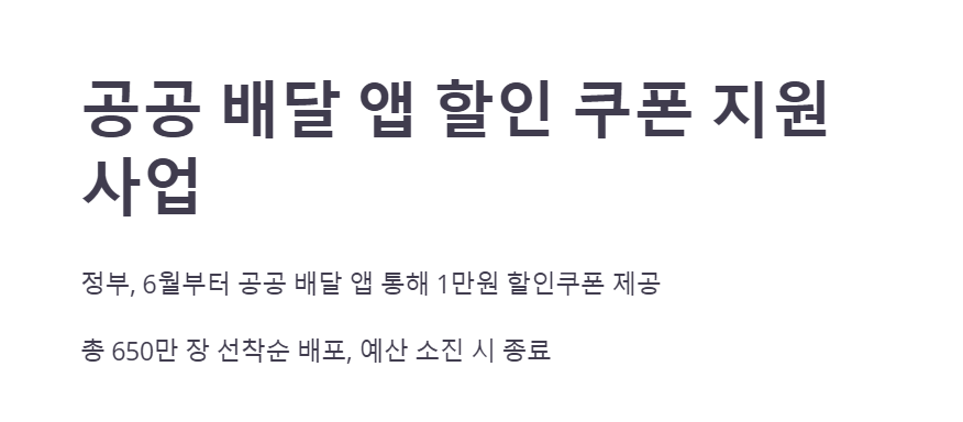 공공배달앱 1만 원 할인쿠폰 지급