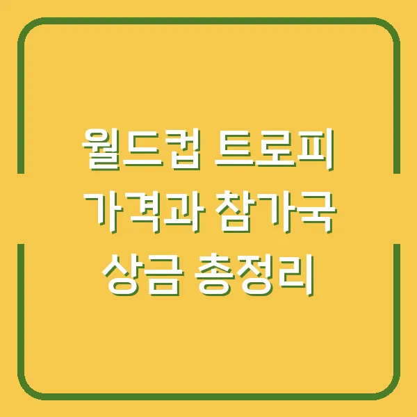 월드컵 트로피 가격과 참가국 상금 총정리