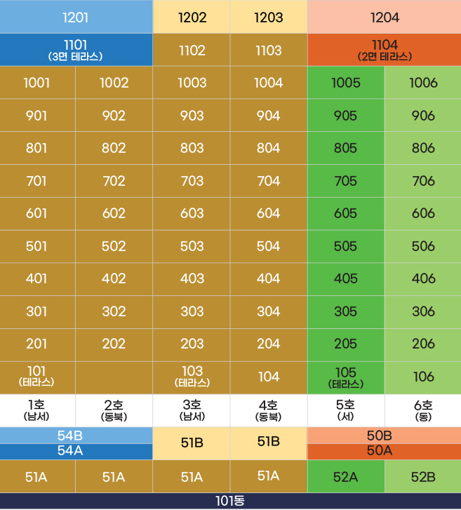 우장산 한울에이치밸리움 동호수 배치도