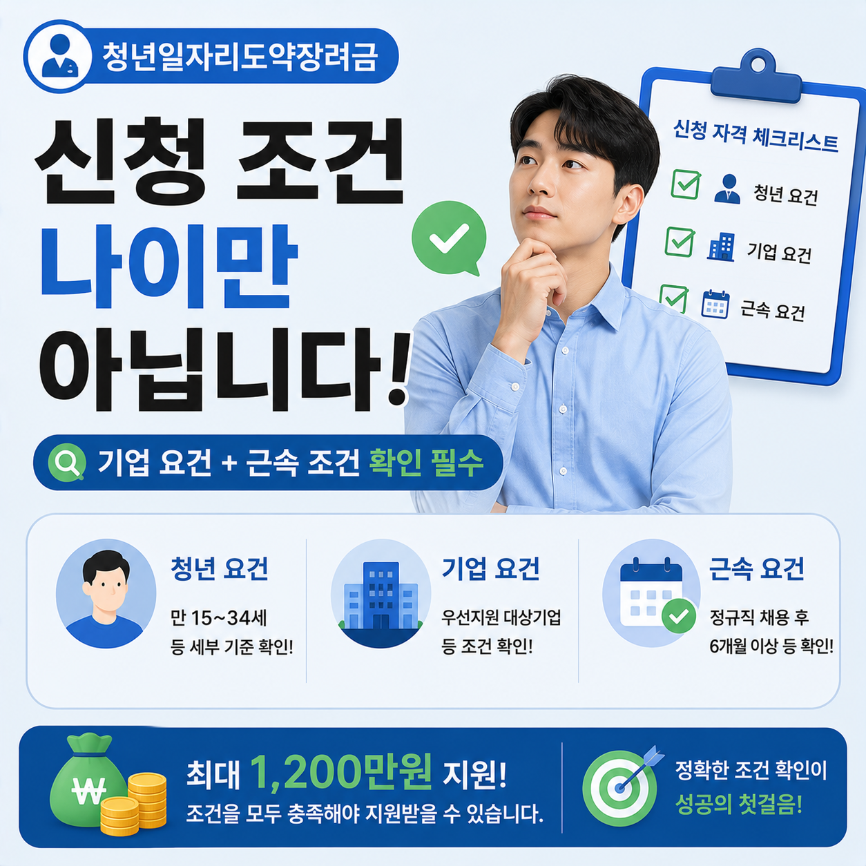 청년일자리도약장려금 자격 조건을 확인하는 청년 이미지