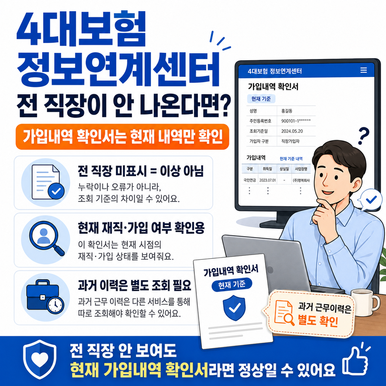 4대보험 정보연계센터에서 전 직장이 안 나온다? 가입내역 확인서는 현재 내역만 확인