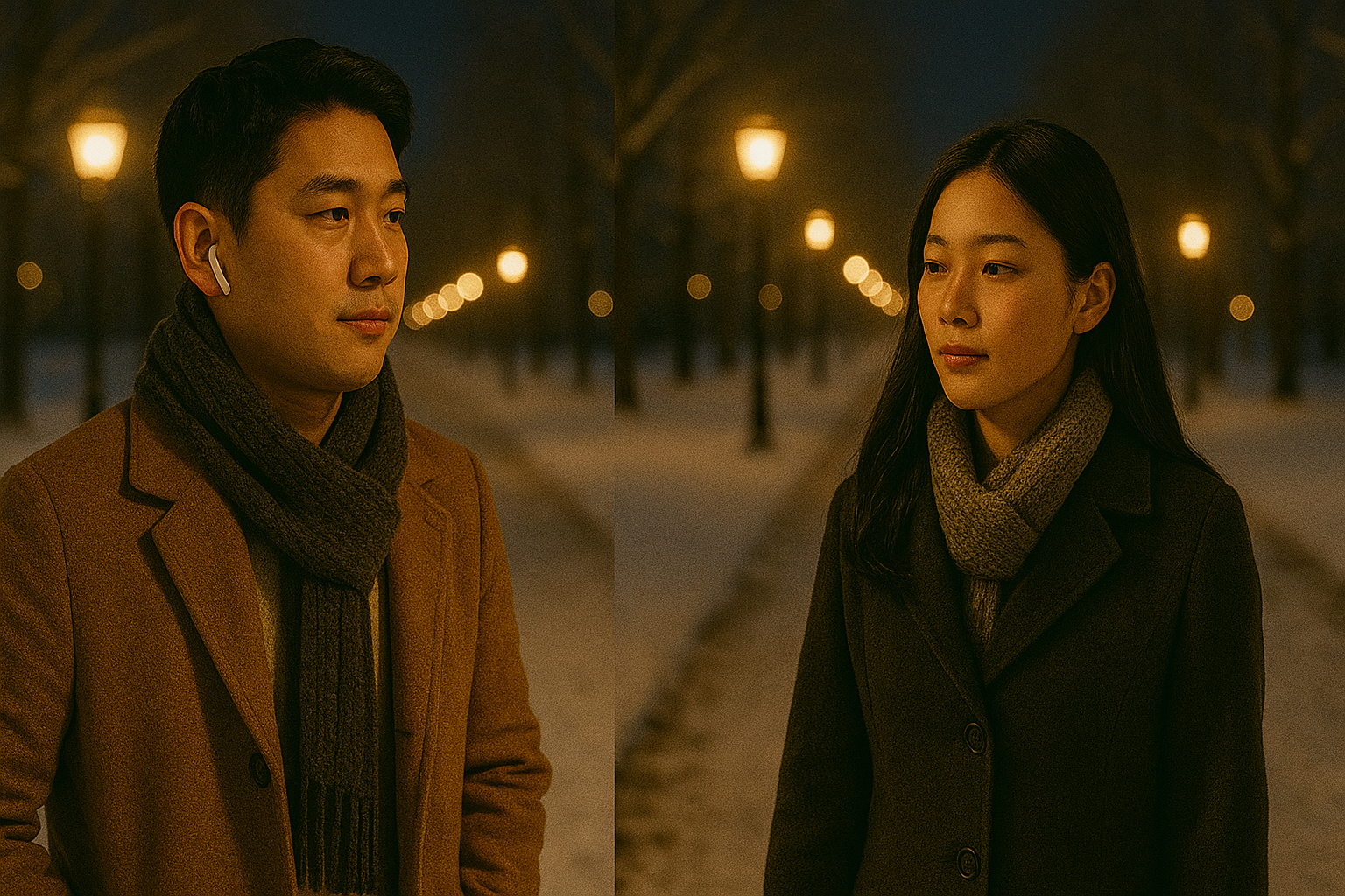 이어폰 끼고 남성 vs 조용히 걷는 여성