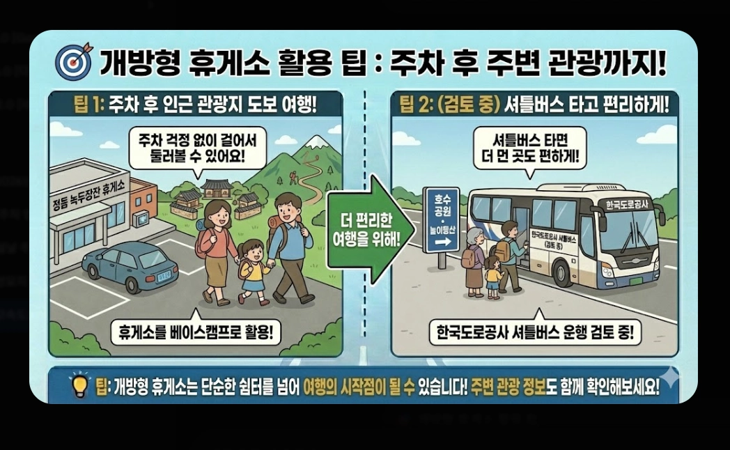 고속도로 휴게소 주차(2026년, 기본 규정, 안내 시스템)(+ 개방형 휴게소)
