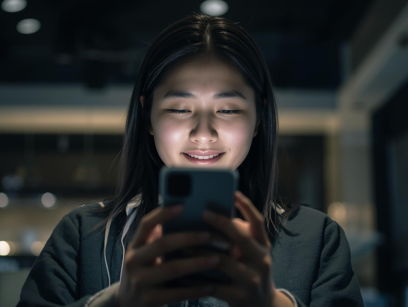 근로장려금 신청을 위하여 핸드폰을 보고 있다.