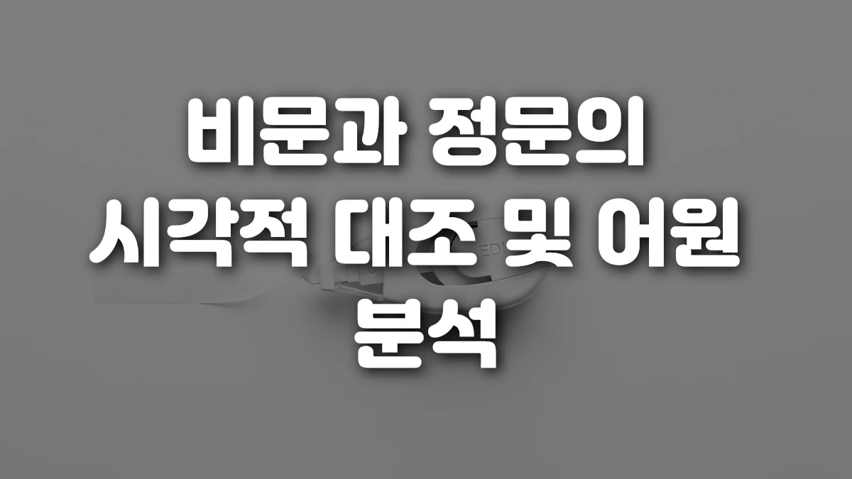 비문과 정문의 시각적 대조 및 어원 분석